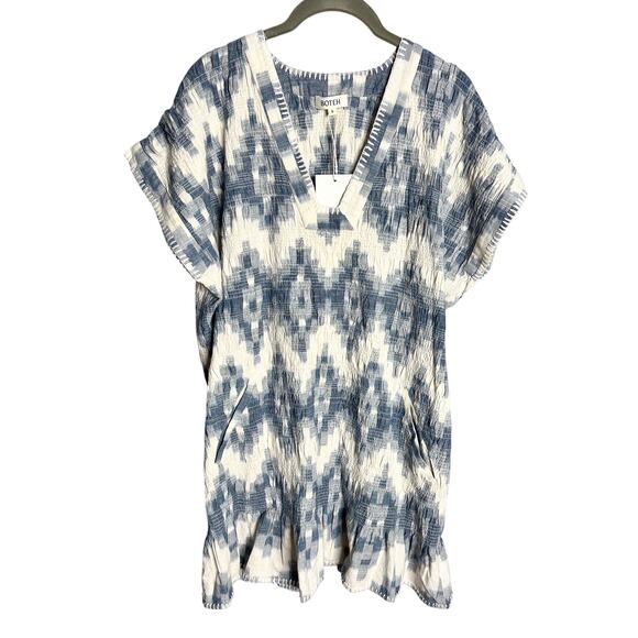 NWT BOTEH Neith Ikat Tunic Blue Size Small Cotton Beach Coverup‎ Resort - Picture 7 of 12